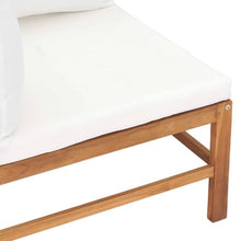 KFPOERTFGD 2-Seater Patio Bench with Cream Cushions, Teak Wood Garden Loveseat for Outdoor Terrace and Backyard Furniture