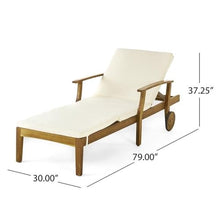 Noble House Perla Outdoor Wood 3-Pc Chaise Lounge Set with Cushion Cream
