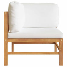 KFPOERTFGD 2-Seater Patio Bench with Cream Cushions, Teak Wood Garden Loveseat for Outdoor Terrace and Backyard Furniture