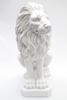 Vittoria Collection 20.5" Pair of Lions Sitting Down Aggressive Statue Figurine Made in Italy Indoor Outdoor Garden Home Decoration