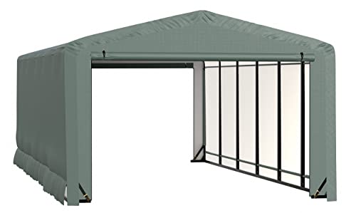 ShelterLogic ShelterTube Garage & Storage Shelter, 12' x 23' x 8' Heavy-Duty Steel Frame Wind and Snow-Load Rated Enclosure, Green