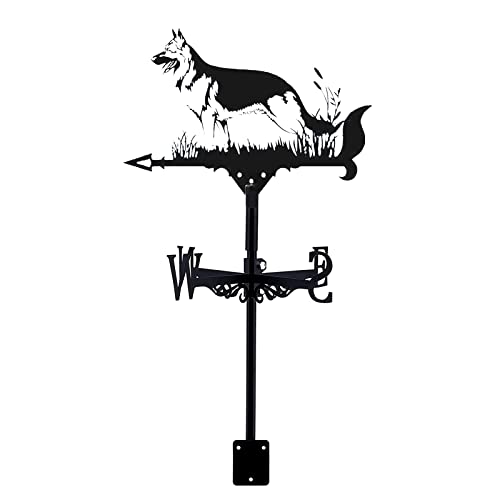 Weathervane in Garden & Outdoor Metal Weather Vane with Creative German Shepherd Go Fishing Bald Eagle Fighter Plane Shaped Weathercock Wind Direction Indicator (Style 5) (Style 1)