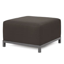 Howard Elliott Collection Axis Patio Ottoman with Cover, Upholstered Footstool Coffee Table Ottoman Bench for Indoor or Outdoor Home or Office Seating, Titanium Frame, Seascape Charcoal