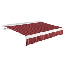 Awntech 18' Full Cassette Right Motor (18' x 10') Retractable Patio Awning, Burgundy Pin Stripe