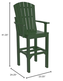 Furniture Barn USA Set of 4 Poly Lumber Bar Height Adirondack Arm Chairs Green