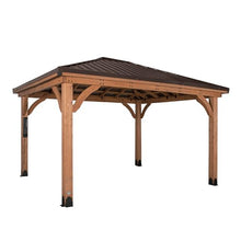 Backyard Discovery Barrington 14ft x 12ft Hip Roof Cedar Wood Gazebo Pavilion Light Brown
