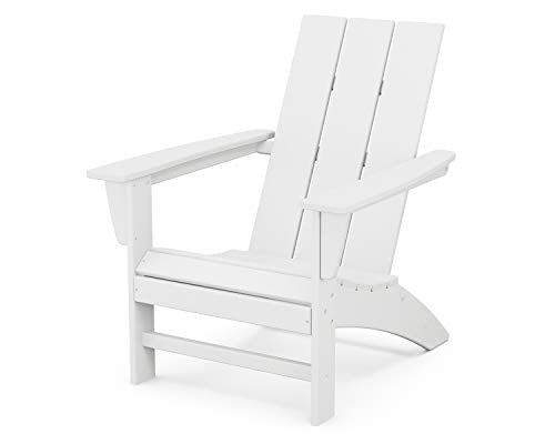 POLYWOOD Modern Adirondack Chair – All-Weather Outdoor Lawn Adirondack Chairs – HDPE, Fade-Resistant & Durable Outdoor Furniture – For Patio, Deck & Fire Pit Chairs – White
