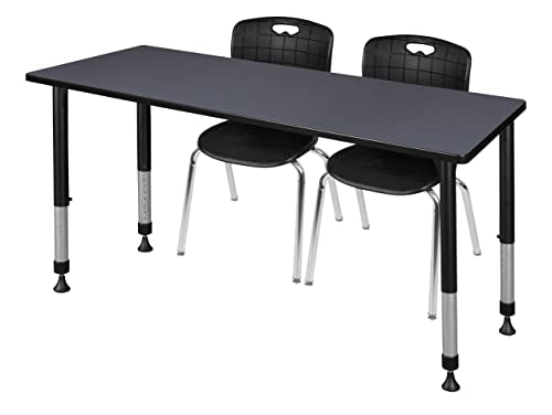 Regency Height Adjustable Classroom Table Set with Andy Chairs Grey/Black
