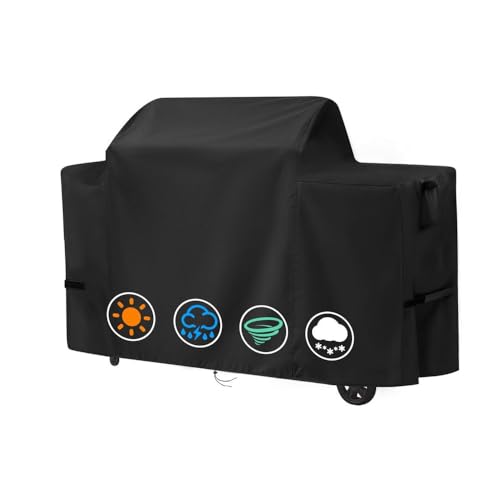 68-inch Outdoor BBQ Cover, Waterproof, Dustproof, UV Resistant, 600D Oxford Cloth, with Webbing, Handles, and Buckles,Black,68 * 28 * 45.7inch