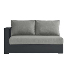 Modway Tahoe Aluminum Modular Left-Facing Outdoor Patio Loveseat Gray with Weather-Resistant Cushions, Couch for Garden Backyard, Poolside