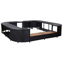 Xolmizyn Square Spa Surround for Hot Tub, PE Rattan and Acacia Wood Jacuzzi Deck, Outdoor Patio Spa Furniture, 105.5 Inch Black Hot Tub Encasing