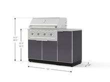 NewAge Products Classic Series 4PC Aluminum Slate Gray Modular Outdoor Kitchen Grill Island with 36" Performance Grill NG - 24"D x 52"W x 47.5"H