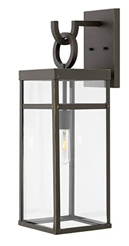 Hinkley Porter 2805OZ Large Outdoor LED Wall Mount Lantern, Durable Aluminum Industrial and Arts and Crafts Style, Oil Rubbed Bronze