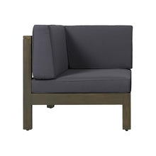 WEALTHKING 3-Piece Outdoor Modular Sofa Set with Twin Sectional End Pieces and Armless Component – Configurable Design for Small Yards, Urban Apartments (Dark Gray + Acacia Wood)