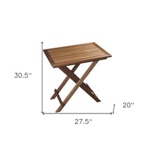 HomeRoots 28" Brown Solid Wood Folding Outdoor Side Table