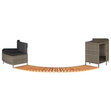 KGFHERENB Hot Tub Surround Gray Poly Rattan Spa Steps and Bench Set, Outdoor Wicker Spa Surround Kit with Solid Acacia Wood Steps, Cushioned Bench, and Storage Rack