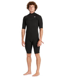 Billabong Mens 2/2mm Absolute Chest Zip Short Sleeve Springsuit Black