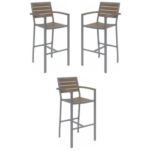 Home Square 29.5" Bar Stool Set of 3 Mocha Silver
