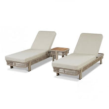 Merax 3-Piece Outdoor Chaise Lounge Set with Side Table, 400 lbs Each Chaise, 2 Recliners with 2 Beige Cushions for Patio Poolside, Beige