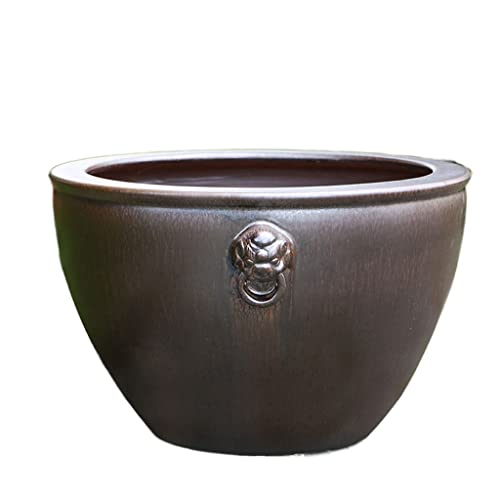Outdoor Indoor Garden Plant Pots Ceramic Courtyard Large Cylinder Retro Potted Flower Pot Ceramic Flower Pot with Drainage Hole Extra Large Flower Pot Planting Pot (Color : B, Size : 3X-Large)