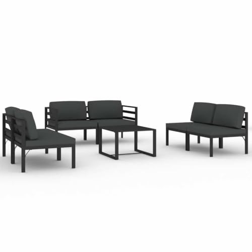 LDEWOAMEG 7 Piece Patio Lounge Set with Cushions Aluminum Anthracite