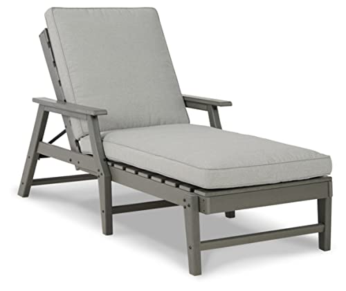 Signature Design by Ashley Visola Contemporary Outdoor Chaise Lounge with Adjustable Backrest Grey