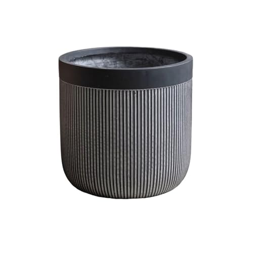WOAITIANTIAN Flower Pots Large Calibre with Stripes Plant Pot for Home Outdoor Round Magnesium Clay Planter