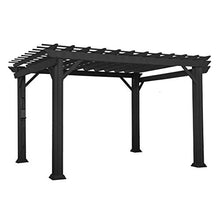 Backyard Discovery Stratford 12' x 10' Galvanized Steel Pergola Kit with Shade Sail Canopy Black