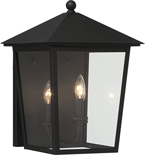 THE GREAT OUTDOORS 72133-66 Noble Hill Outdoor Wall Mount, 4-Light, 240 Total Watts, 16-in H x 22.25-in W, Sand Coal Black