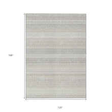 HomeRoots 10' x 14' Ivory Striped Washable Non-Skid Indoor Outdoor Area Rug Ivory