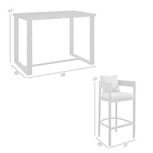 Armen Living Argiope Modern Outdoor Patio Bar Table and Stools Set 5 Piece Dark Grey