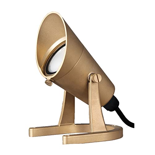 WAC Landscape Lighting, LED Underwater Submersible Spot Light with 3ft Lead Wire 3000K in Natural Brass
