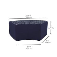 FDP 24" x 48" S-Curve Oversized Outdoor Ottoman Featuring Sunbrella Two-Tone - Weather-Resistant, Fade-Resistant, Assembled Patio Furniture for Backyard, Poolside Seating, 18" H - Indigo/Navy
