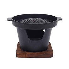 NEWCES Barbecue Desk Mini Japanese Style BBQ Grill Portable Tabletop ?Barbecue Stove ?with Wooden Base Suitable for 1-2 People for Yakiniku Robata Yakitori Takoyak Tabletop Barbecue (Size : Small)