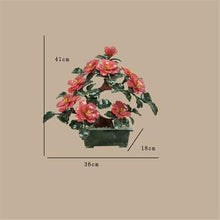 YXIANG56Q Fake Plants Artificial Bonsai Tree - Chinese-Style Jade Peony Flower Potted Plants Bonsai Tree