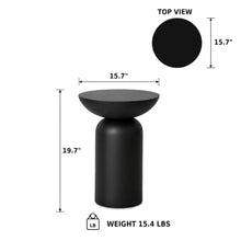 Modern Indoor/Outdoor Matte Black Round Poly-Fiber Coffee & End Table Set