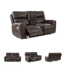 Signature Design by Ashley Leather Power Reclining Loveseat with Console
