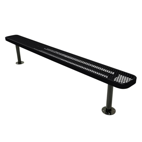 COATEDOUTDOORFURNITURE Bench, Black, Expanded, 8Ft, No Back, Surface