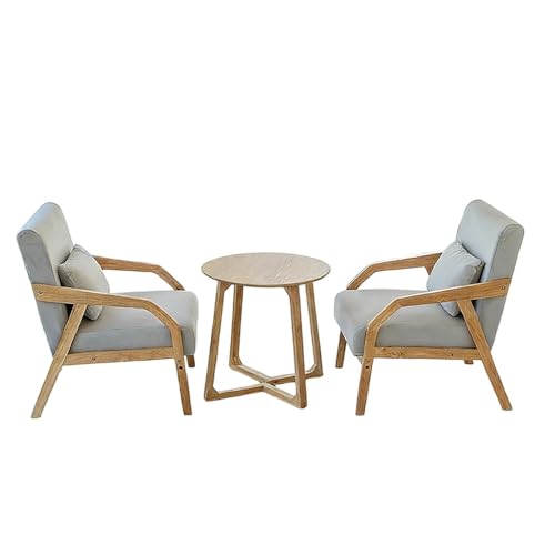JOSOGO 3-Piece Outdoor Indoor Seating Set, Water-Resistant Solid Wood Frame with Fade-Proof Light Gray Cushions for Garden & Reading Nook(2)