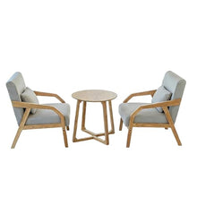 JOSOGO 3-Piece Outdoor Indoor Seating Set, Water-Resistant Solid Wood Frame with Fade-Proof Light Gray Cushions for Garden & Reading Nook(2)