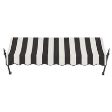 Awntech 6' New Orleans (76.5"-24"-16") Fixed Awning with Spear Arms, Black/White Stripe