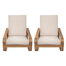 Christopher Knight Home Tustin Acacia Wood Lounge Chair Outdoor Set of 2 with Removable Cushion, Solid Wood Patio Accent Chair with Cushion, Patio Furniture Set Sofa Chair, Light Teak+Beige