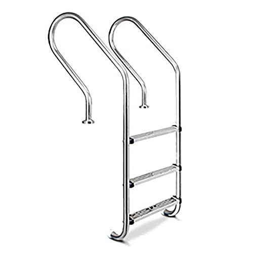 Stainless Steel Pool Ladder 3 Step Swimming Pool Handrail for 1-1.4m Pool Entry 250lbs Load Capacity No Need to embed/Silver / 155x50x18cm (Silver 155x50x18cm)