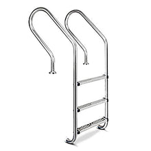 Stainless Steel Pool Ladder 3 Step Swimming Pool Handrail for 1-1.4m Pool Entry 250lbs Load Capacity No Need to embed/Silver / 155x50x18cm (Silver 155x50x18cm)