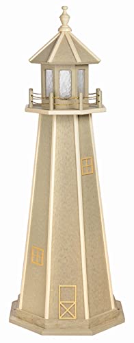 Furniture Barn USA 4' Standard Birchwood and Ivory Poly Lighthouse, Solar Light