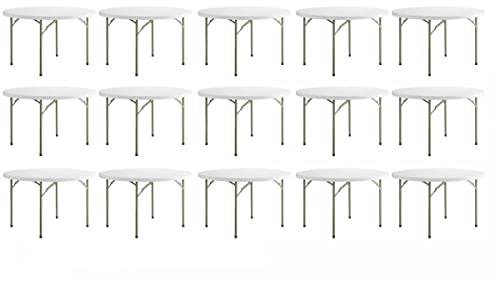 Pack 15! 48 In Folding Table White Folding Table 4 Ft 120 Cm Granite Outdoor Table Plastic Circle Table Table Foldable 4 Feet Folding Table 4 Foot Portable Bar Table For Party Table Set For 6
