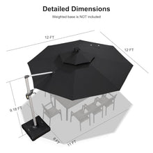 OROTLECT 12 FT Round Lighted Patio Umbrella,Gray