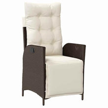 Brown 7-Piece Outdoor Dining Set with Cushions, Adjustable Poly Rattan Patio Furniture Set for Garden, Backyard, Includes Table & 6 Chairs with Tempered Glass Top and Weather-Resistant Design