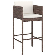 LHOONBB Outdoor Furniture 7 Piece Garden Bar Set with Cushions Brown Poly Rattan Furniture