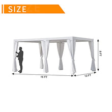 MeetLeisure 12' x 16' Outdoor Louvered Pergola with Adjustable Roof White Frame